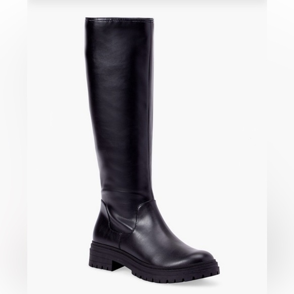 NWT New in Box JustFab Felipe Lug Sole Knee High Boots Combat Moto Goth - Picture 5 of 8